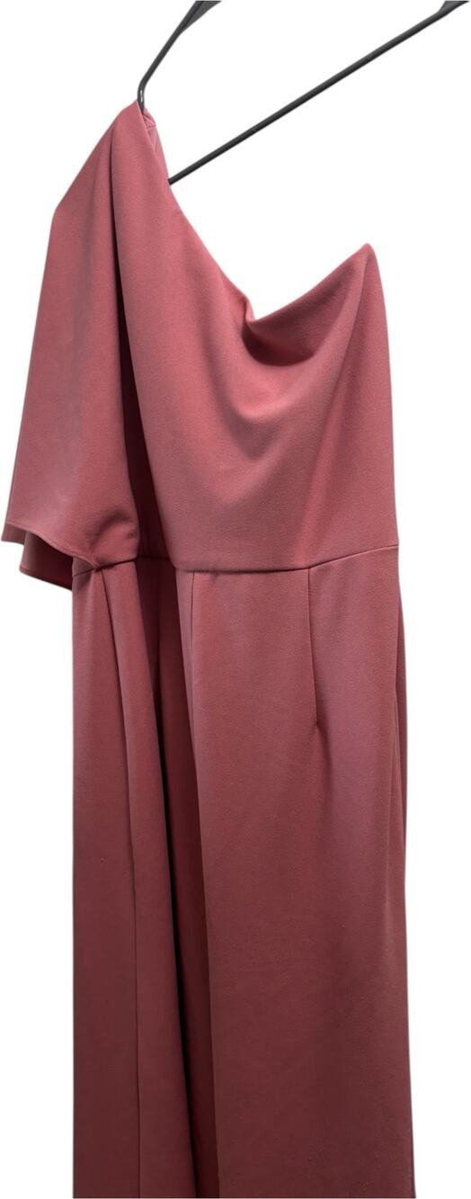 Marina Formal One Shoulder Wide Leg Jumpsuit, Rose Pink, Plus Size 16